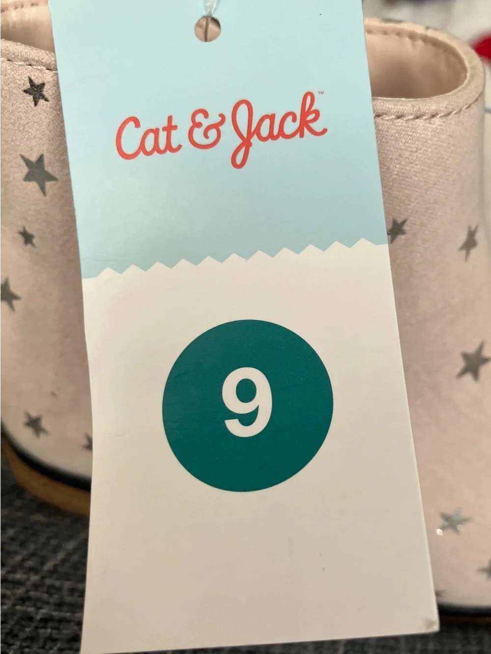 Cat & Jack Penelope Ankle Boots, Blush with Silver Stars - Size 9T (NEW w/Tags)